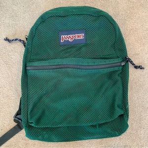 Jansport Vintage Green Mesh Net Diving Bag 90’s Backpack 1990s Nylon USA